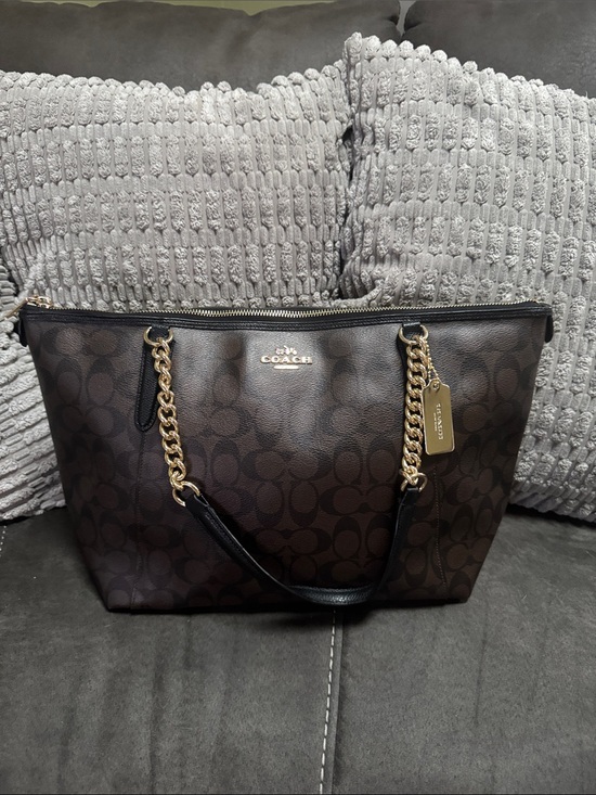 Coach Handbags - Coach Brown Signature Chain-Handle Tote